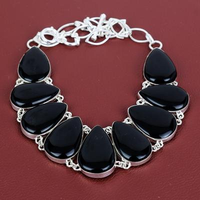 Black Onyx Gemstone Necklace 925 Sterling Silver Necklace Adjustable Chain Necklace Handmade Jewelry Latest Design Necklace Engagement Gifts
