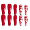 Pink Red Heart Artificial Nails Sweet & Charming Reusable False Nails for Home DIY Manicure Use
