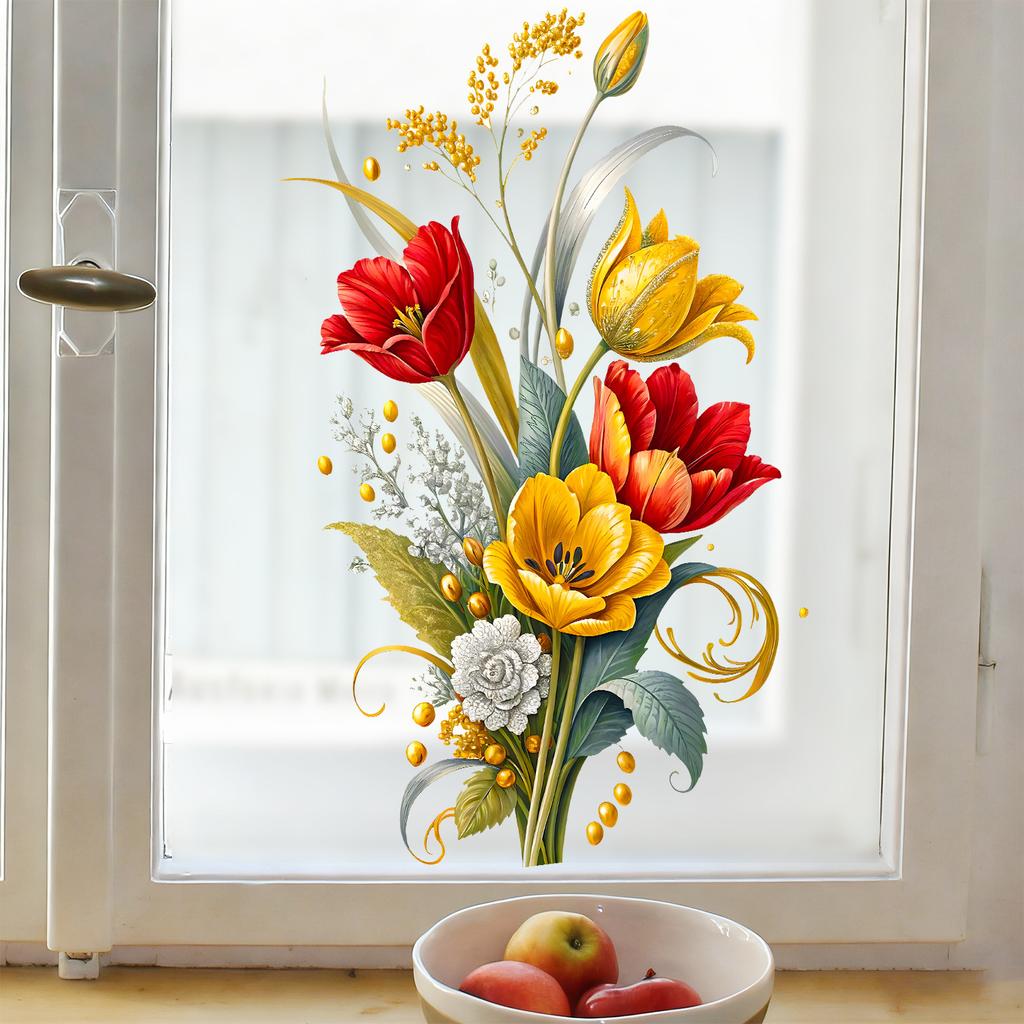 Tulip Flower Static Window Stickers for The Living Room, Bedroom and Study Yesterday
