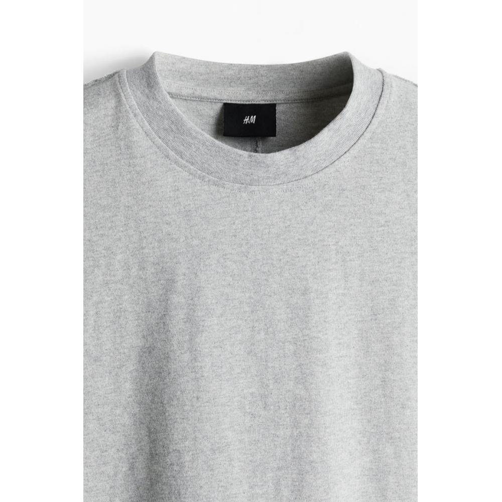 H M seaM DeTail T sHirT Loose fiT Grey Melange