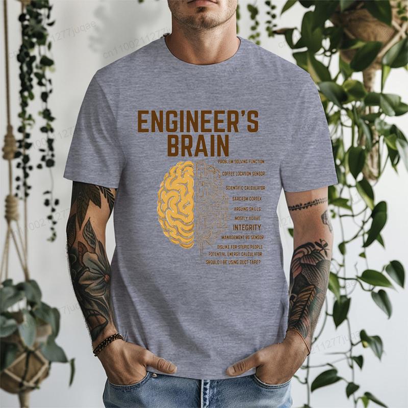 Engineers Brain Shirt for Men Funny Engineering Humor Graphic T Shirt Unisex Soft Short Sleeve T-Shirts Casual Streetwear Tops S