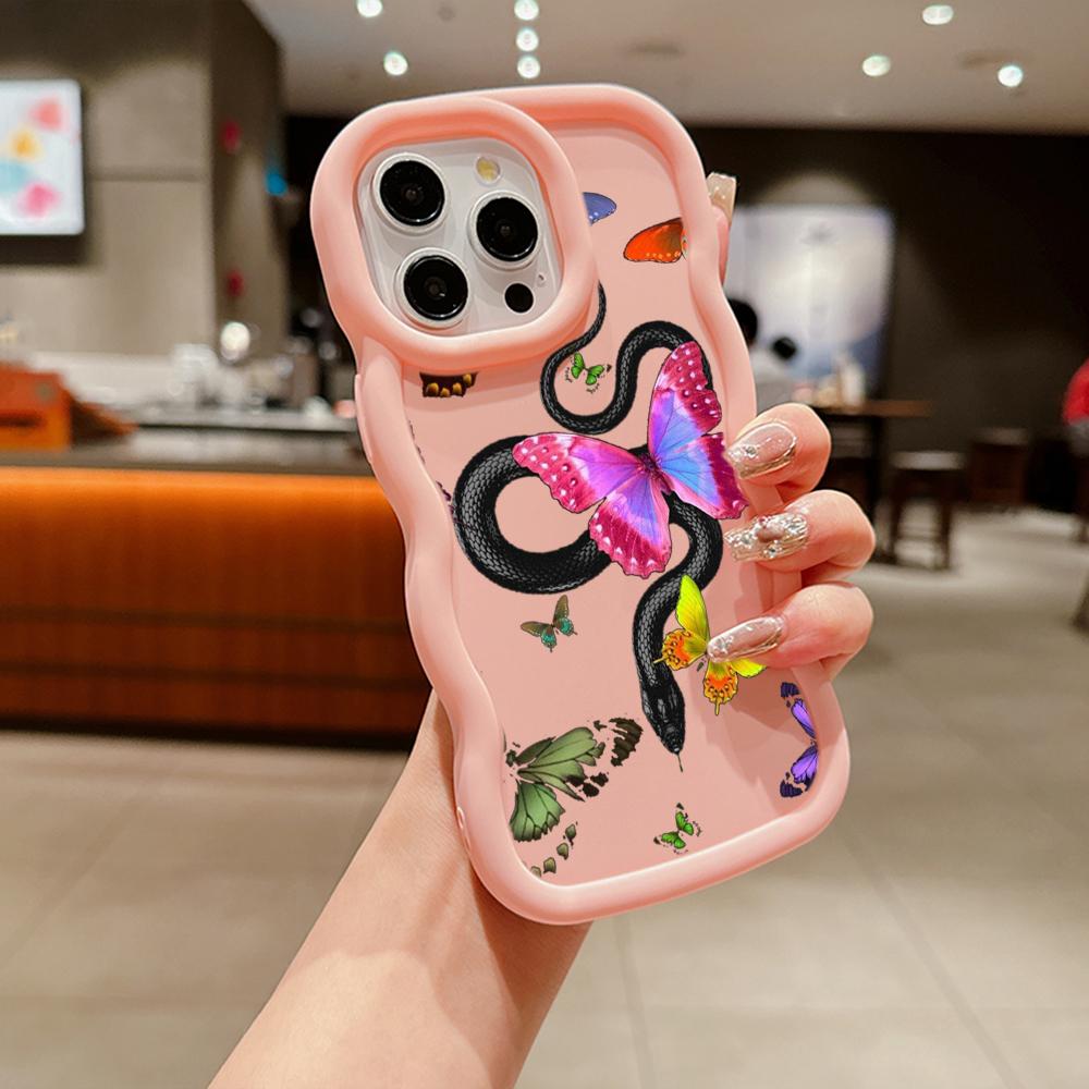 

Чехлы для телефонов N77 с бабочкой, черным золотом, змеей, макаронами, волнистыми краями для iPhone 15 Pro Max, Samsung A54 A13 A14 S23 S24 S23 Redmi Note 13 Pro, противоударный чехол Infinix Smart6(Smart 6HD)