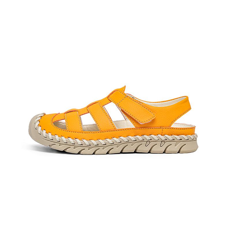 Summer sandals large size leather outdoor casual sandals bag head hand-sewn bottom beach