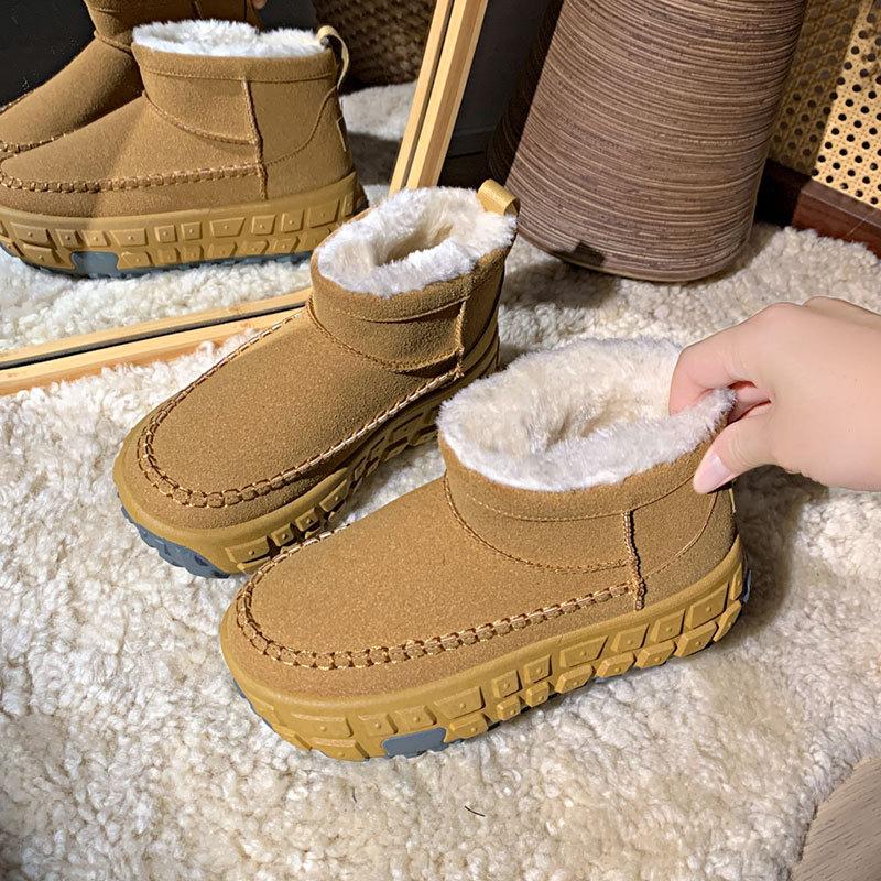 Warm Casual Shoes Cotton Shoes Velvet High-top Snow Boots Women's 2025 Winter New Student Ins Korean Version High-top Shoes