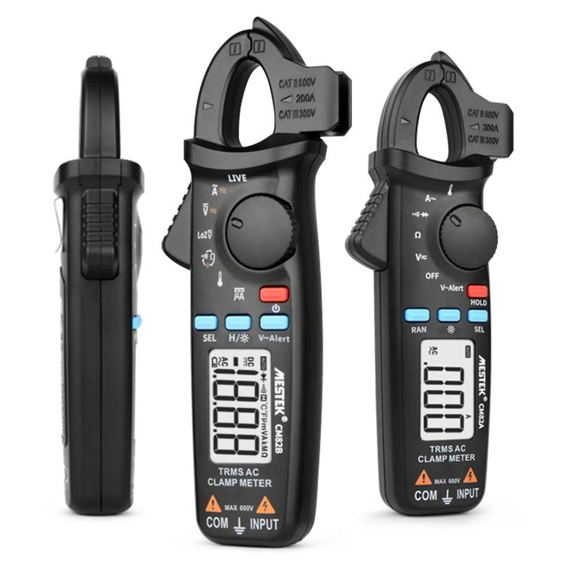 CM82B Automatischer Bereich Zangenmessgerät Strom 0-200A Spannung 0-600V Widerstand Kapazität Temperatur NCV Digitales Zangenmessgerät