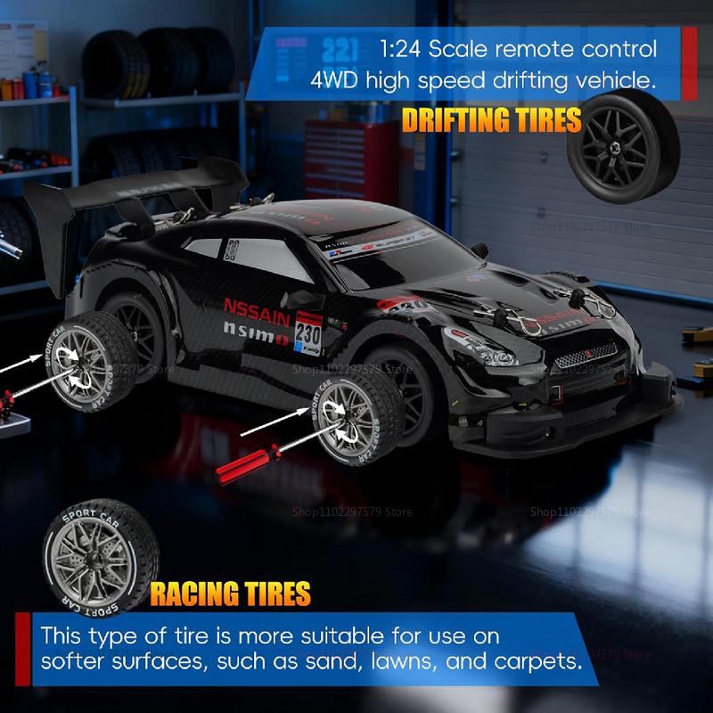 Rechargeable 4-wheel Drive Remote Control Drift Racing Car 1:20 Scale 20KM/H High Speed 2.4G Dual Mode RC Vehicle Durable Body Hobby Toy Gift for Boys