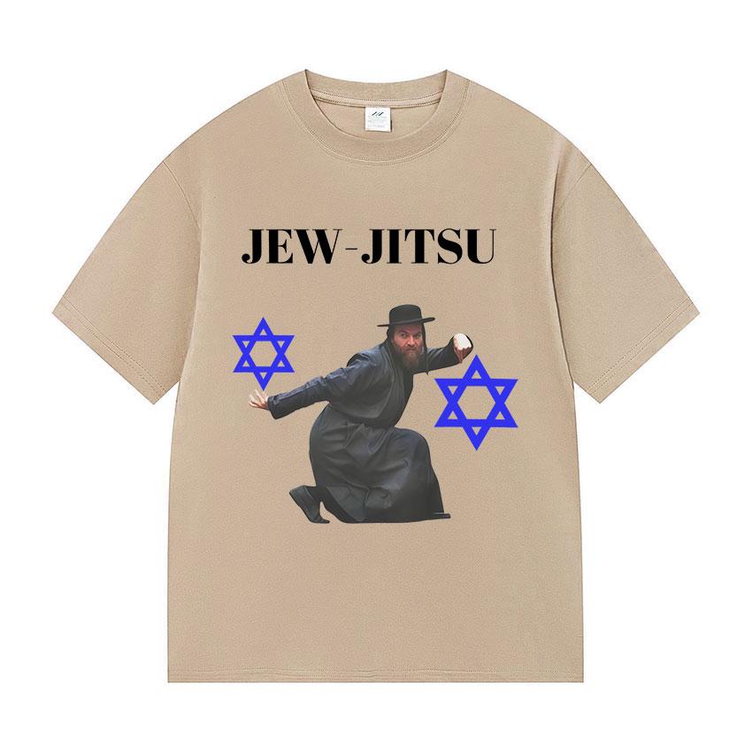 Jew-Jitsu Jewish Judo Karate Funny Meme Print T Shirt Men's Clothing Vintage Oversized T Shirts Fashion High Quality Cotton Tees