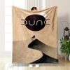 Desert Landscape with Figure and 'Dune' Text, Flannel Blanket for Bedroom, Living Room, Sofa, and Nap.
