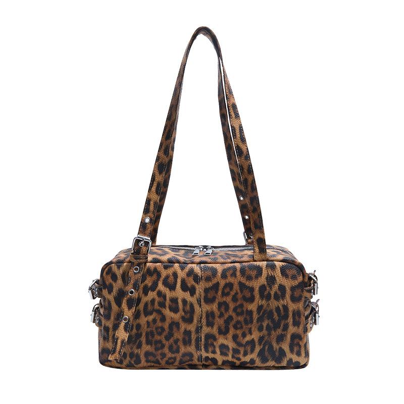 Bags niche underarm bags women's handbags 2025 new leopard print pillow bags fashion shoulder bowling bags