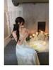 2024 Korean Style Sleeveless Ruffled Print Long Slim Fit Dress