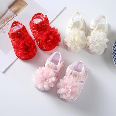 Sandales d'été pour bébés filles, chaussures de premiers pas à semelle souple avec bandeau et motif floral