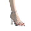 2025 Spring New Round Head Thin Heel High Heel Temperament Thin French Fashion Sexy Beauty Open-toed Women's Sandals