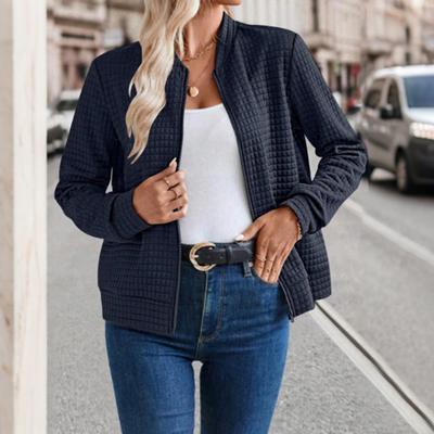 Yousheng Women's Full Zip Up Jacket Long Sleeve Stand Collar Waffle Coat Casual Slim Fit Sweatshirt Fall Outerwear