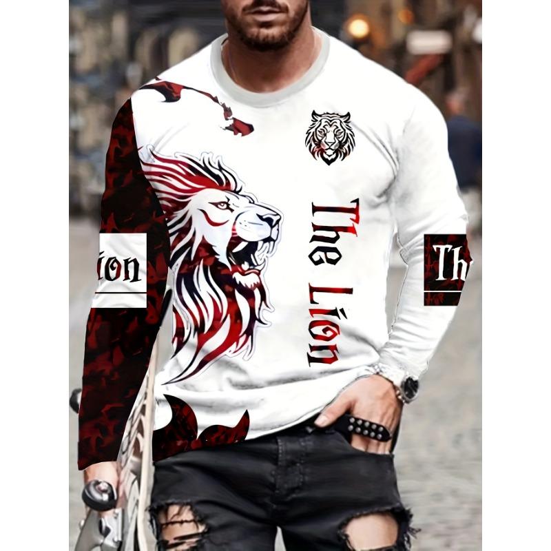 

Мужские весенне-осенние повседневные толстовки, мужские футболки с длинным рукавом, модные футболки с 3D-принтом и круглым вырезом 4XL