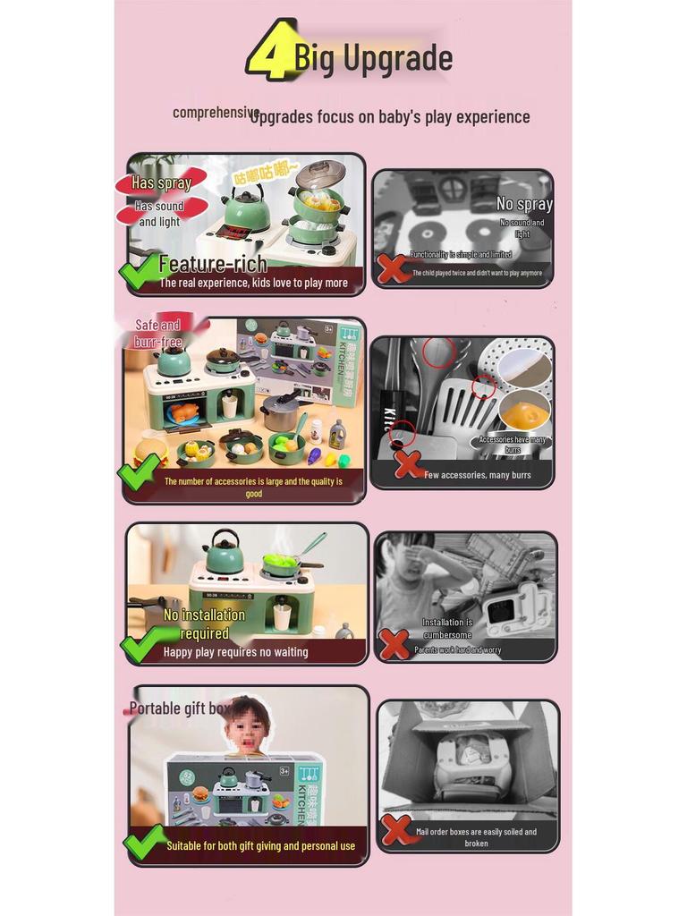 Kids' Kitchen Playset: Interactive Stove with Simulated Cooking and Spray Features - Perfect Pretend Play Gift