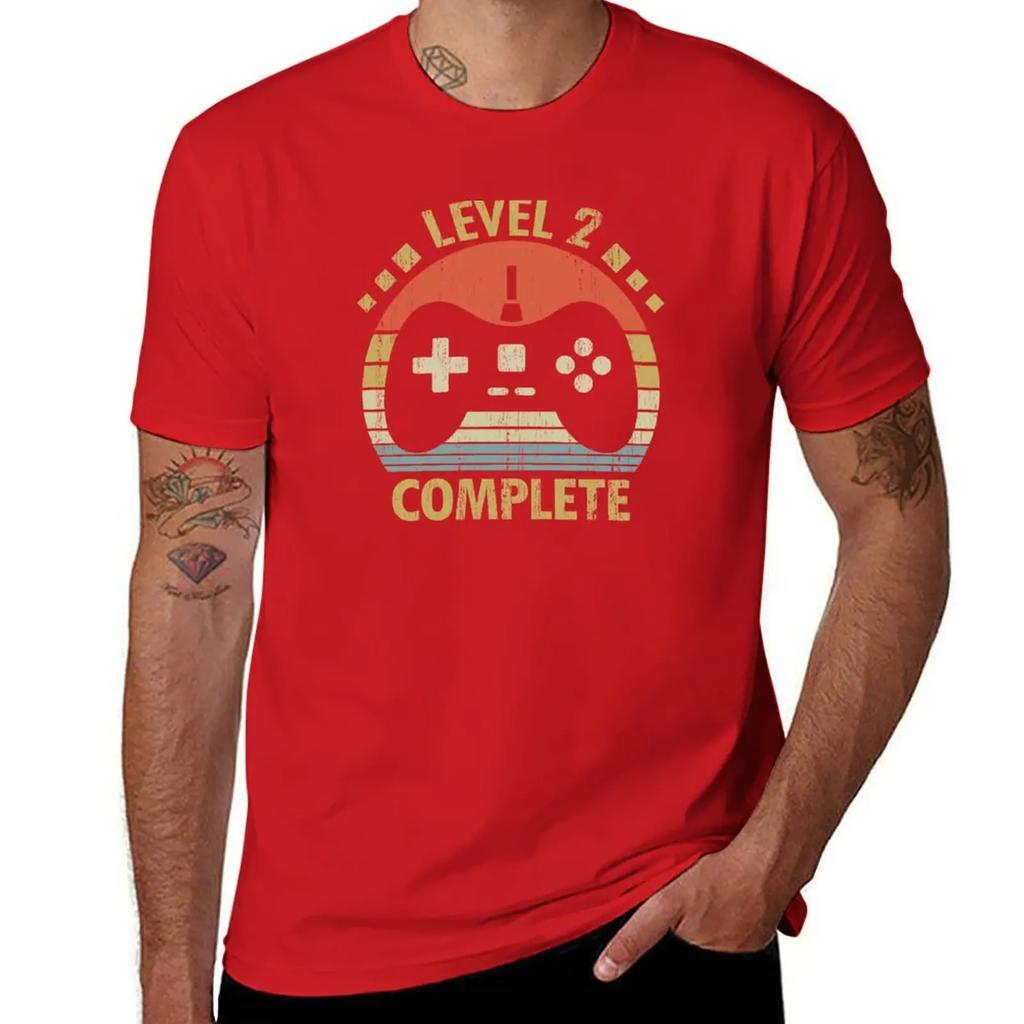 2nd Wedding Anniversary Gift  Level 2 Complete Video Gamer TShirt graphic tee shirt anime t shirts men t shirts high quality