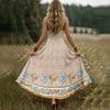 Women’s Sleeveless V Neck Maxi Dress with Spaghetti Straps and Floral Print Loose Fit Summer Long Dress for Daily Wear