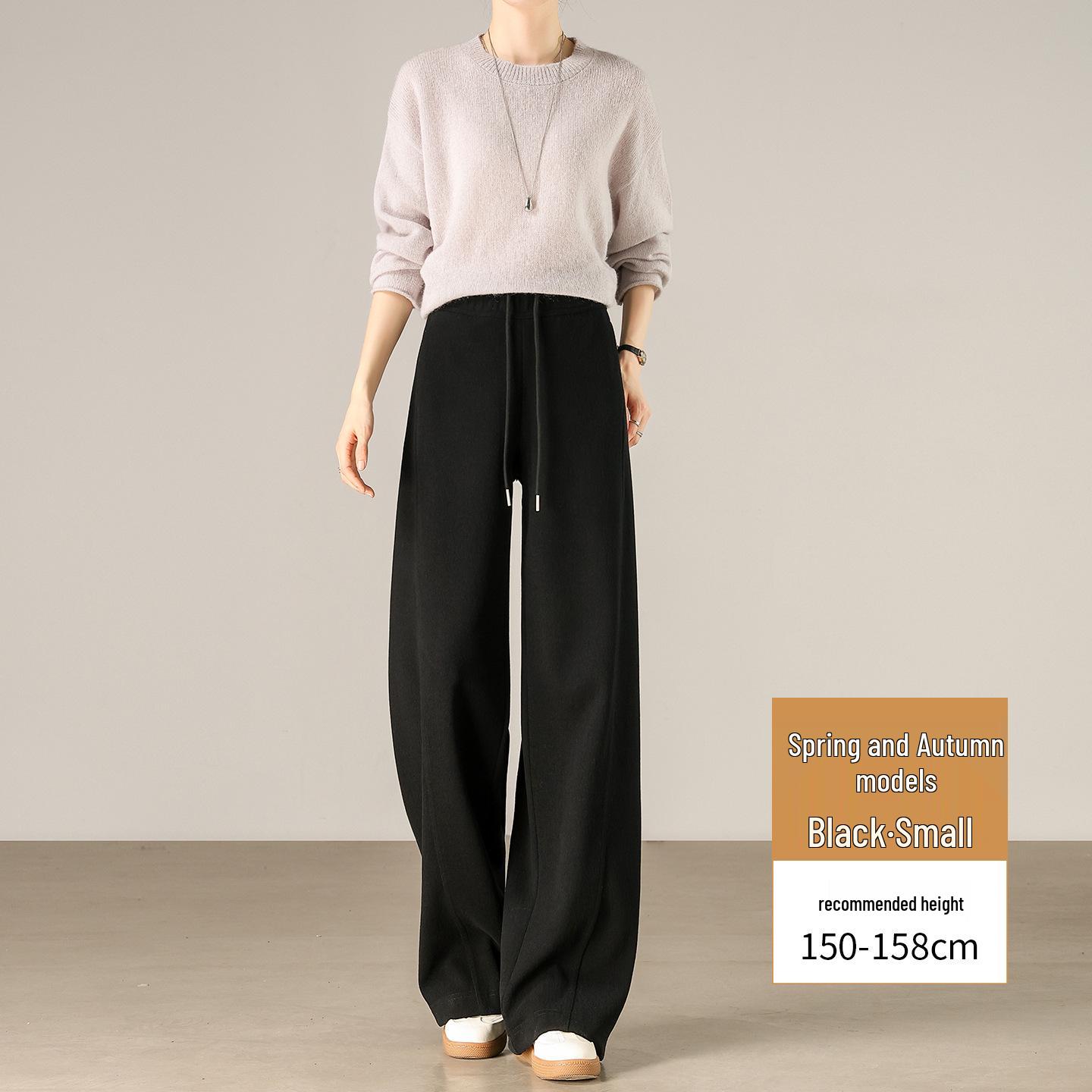 

2026 Women s Wool Wide-Leg Pants: Spring Casual Petite Curved Knit 2XL