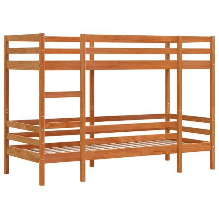 VidaXL Bunk Bed Wax Brown 75x190 Cm Solid Pine Wood, Loft Bed, Bunk Bed Frame, Wooden Bunk Bed 3284226
