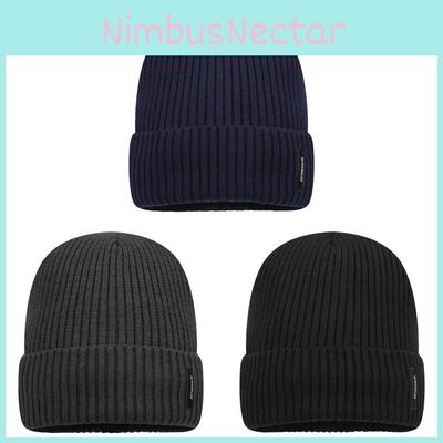 Gestrickte Mütze für Herren Damen Winter Wärme Winddicht Fleece Einfarbige Freizeitkleidung