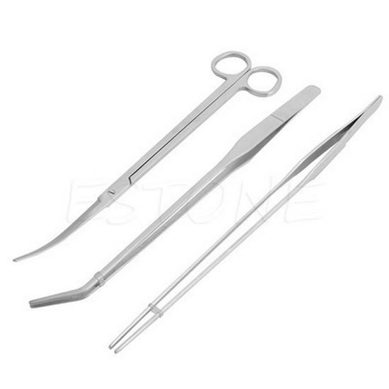 Aquarium Plant Tool Set: Straight & Curved Scissors, Wave Scissors, Tweezers, Forceps, Sand Leveler, Algae Scraper