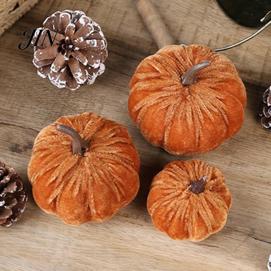 Halloween Party Decoration Ideas Small Velvet Pumpkin Thanksgiving Table Centerpiece, Soft Reusable Decor Items Stuffed for Fall Harvest Farmhouse