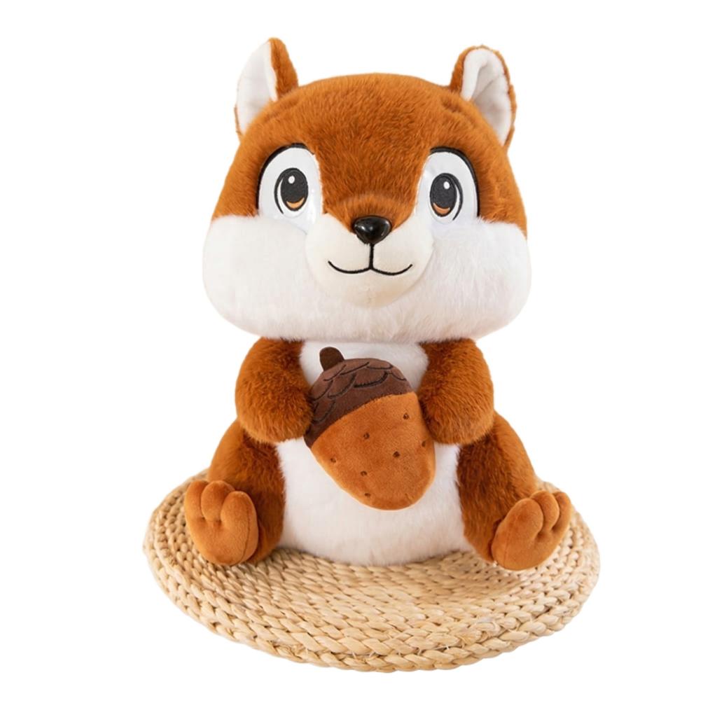 Plush Squirrel Stuffed Animal Toy Soft Cute Sitting Design with Acorn Accessory for Kids and Collectors Gift