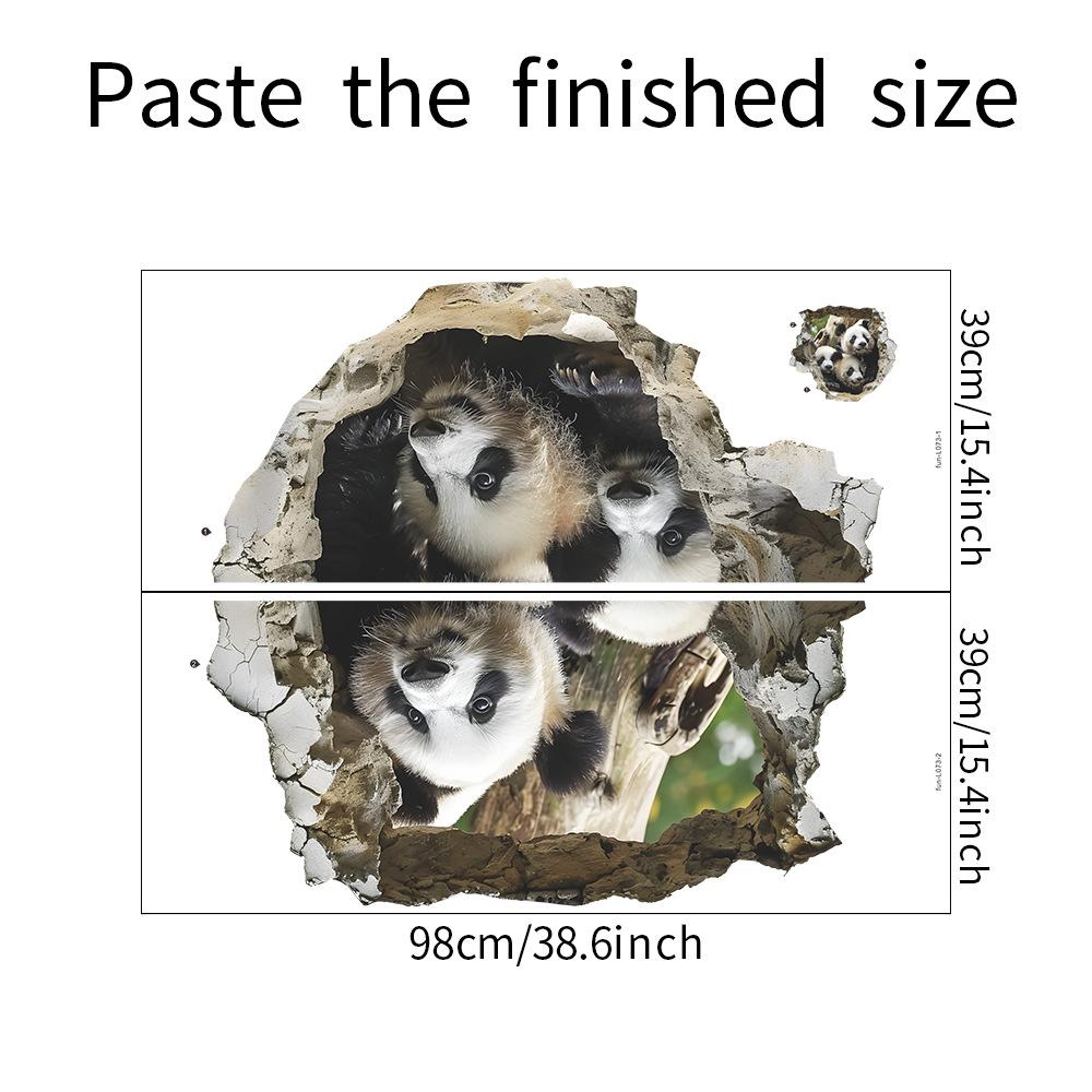 

Fun-L073 Имитация сломанной стены Милая панда Спальня Гостиная Фон Стена Украшения Декоративные настенные наклейки 39*98CM*2PCS/fun-L073