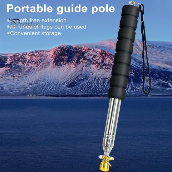 Maszt flagowy teleskopowy 200/300CM z antypoślizgową gąbką, wytrzymały metalowy, rozsuwany, przenośny, do banerów dla nauczycieli