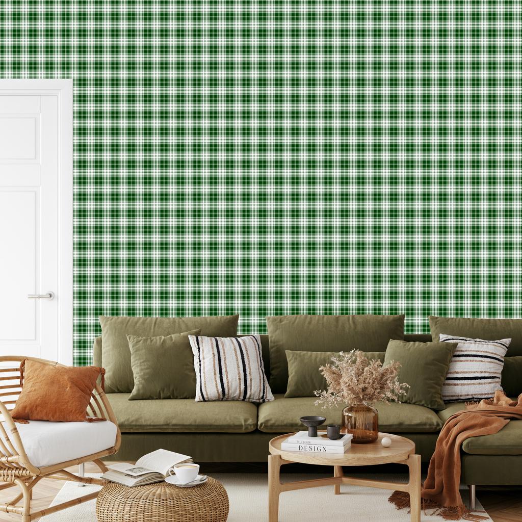 Green Checkered Wallpaper Green and Light Gray 50x1000
