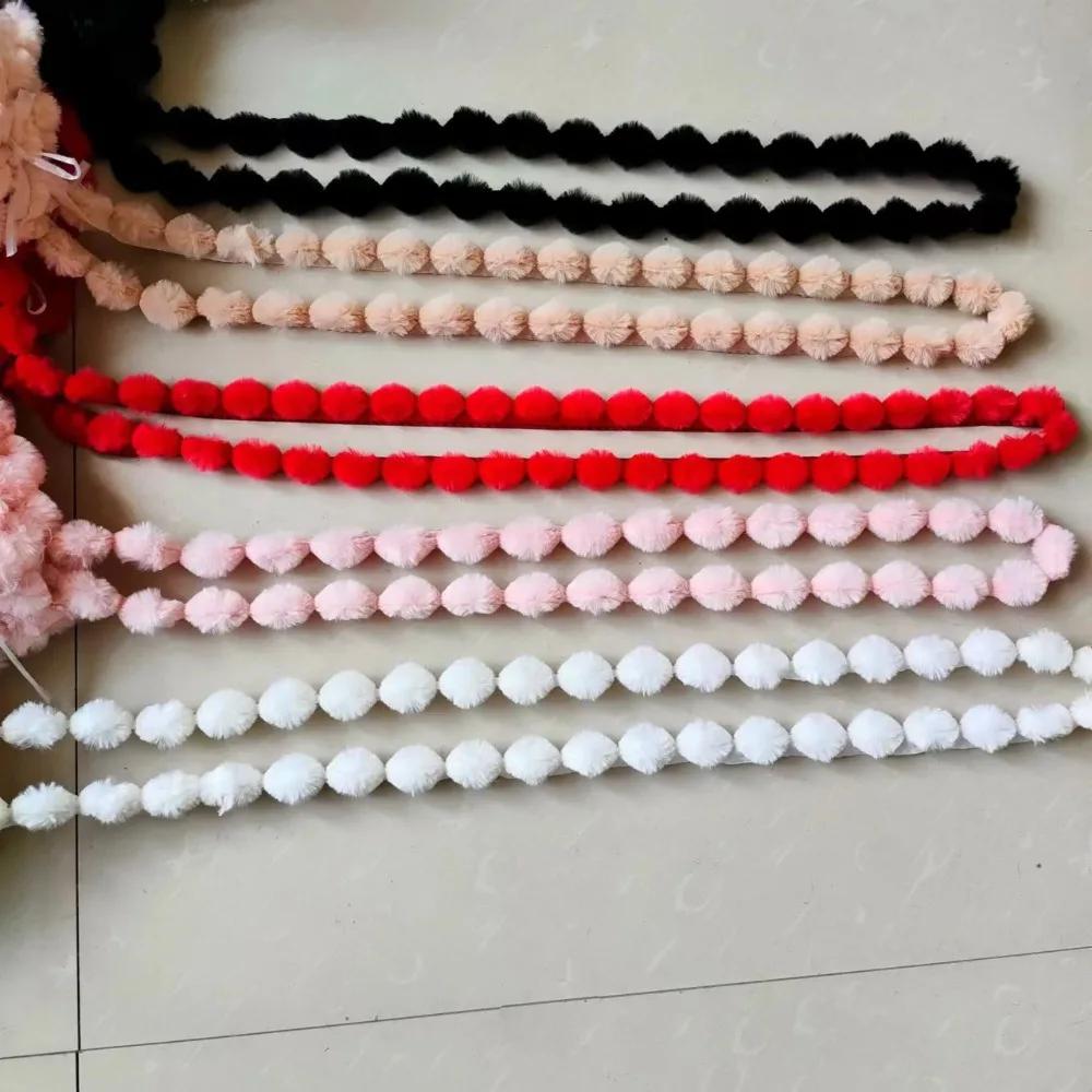 1M Faux Rabbit Fur Hairball Ribbon Cuff Plush Strip Handmade Wool Tops Artificial Fur Stripe Decoration Stage Costume Breathable
