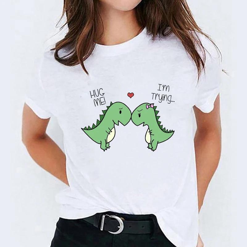 Graphic T Shirt for Women Elephant Love Cartoon Fashion Printing Print Lady Tshirts Top Womens Ladies Travel Tee TShirt