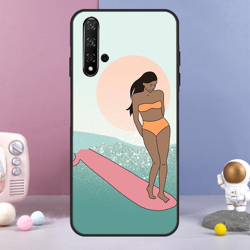 Surfing Art Surf Girl For Huawei Nova Y70 Y90 Y60 Y72 Y73 Y61 Y91 7i 8i 11i 12i 12s 9 10 SE P20 P30 P40 Lite Case