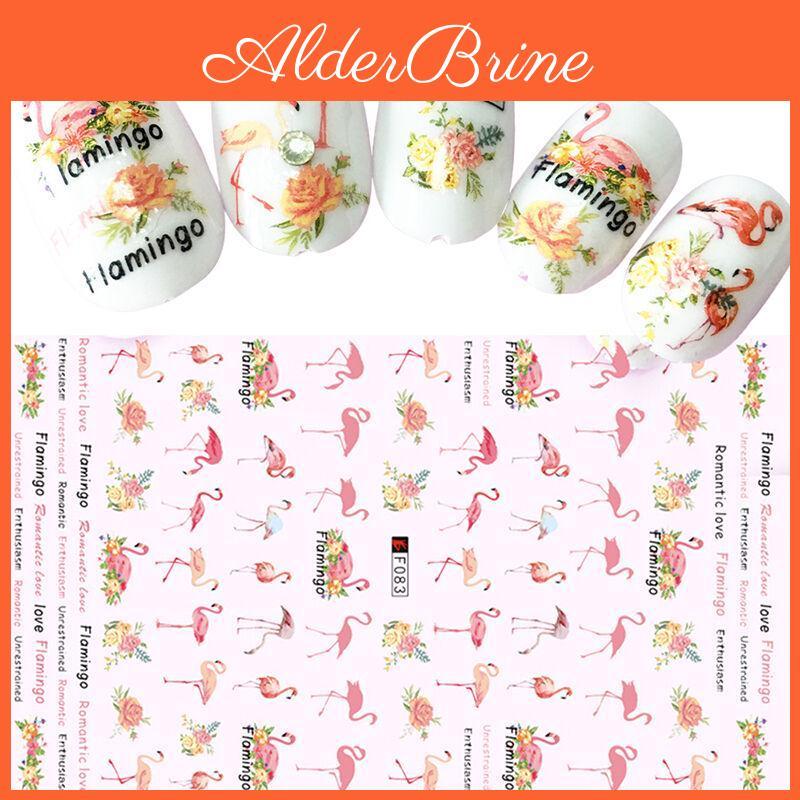 Stickers 3d Nail Romantic Flamingo Love Ultrathin Adhesive Nail Transfer Decal