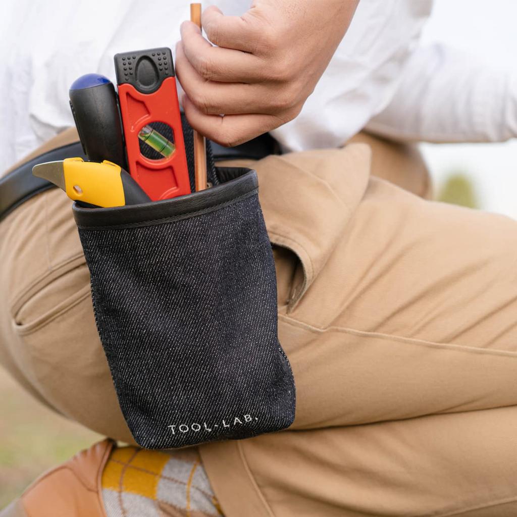 TOOL-LAB. Denim Work Pocket "HARE" Unwashed, Small Item Storage [Okayama/Kojima Denim] Made In Japan