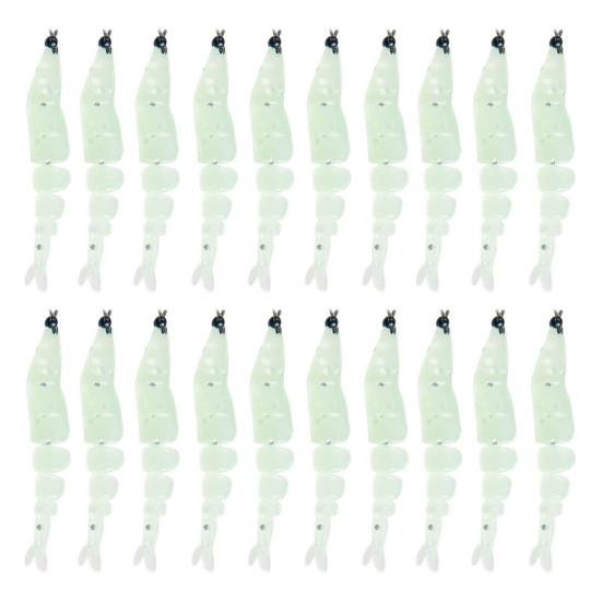 20Pcs Fishing Baits Soft Lures Realistic Looking Bright Color Natural Swimming Posture Luminous Shrimp Baits Artificial Lures Set