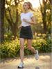 Stylish High-Waist Slit Faux Denim A-line Mini Skirt