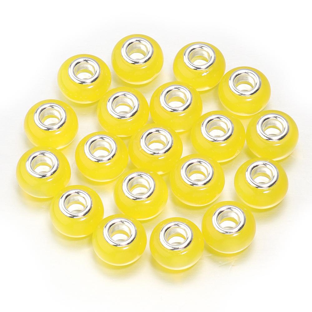 

20Pcs Resin Round Large Hole Beads Imitation Cat Eye Stone Glossy Loose Beads for Jewelry Making Findings DIY Bracelet Necklace 14x9.2mm жёлтый