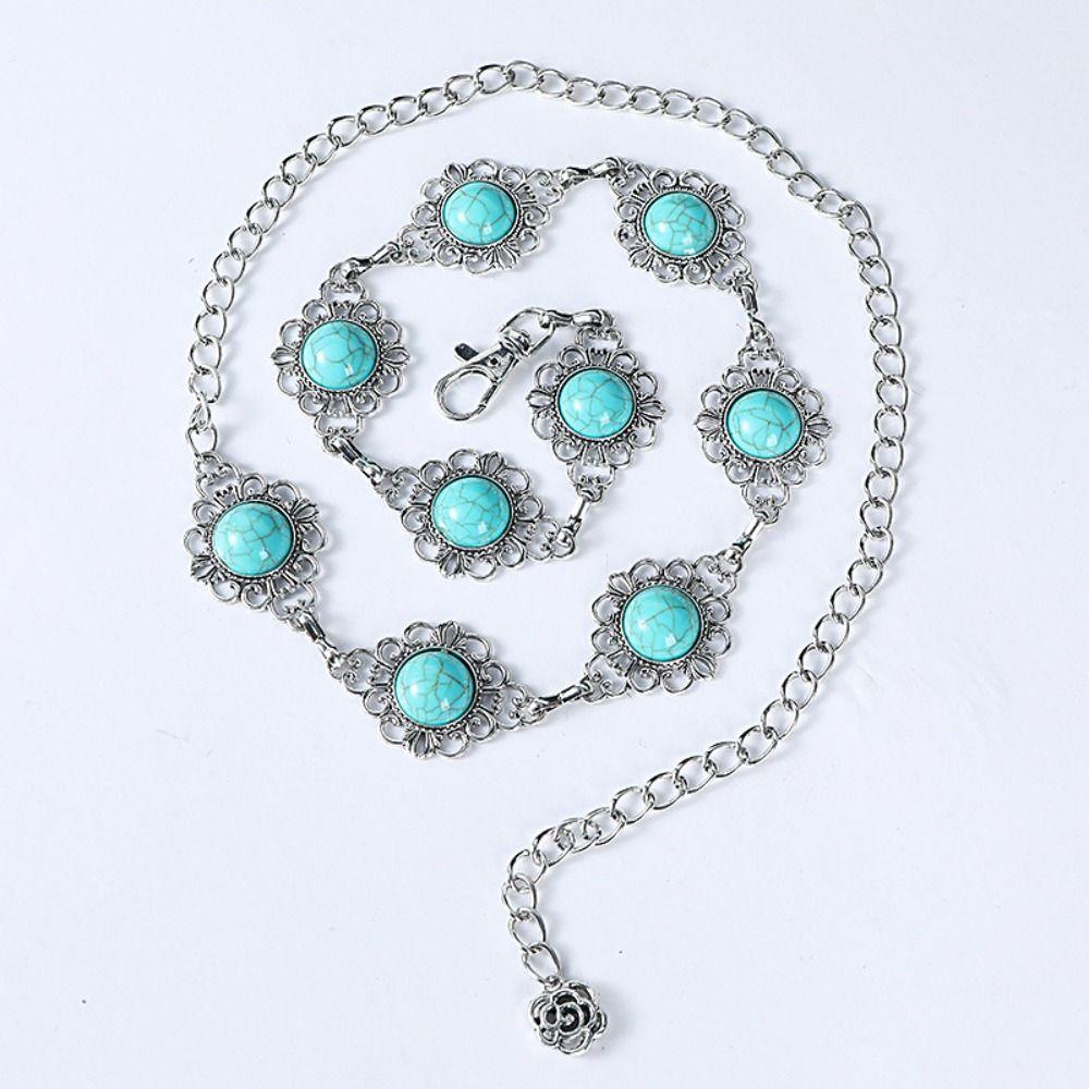 Minority Design Western Country Waist Chain Metal Women's Body Jewelry Turquoise Waist Chain  Girls
