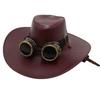 Steampunk Glasses Jazz Hat Retro Leather Top Hat American Tv Cowboy Hat Sun Protection Visor For Men And Women