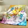 Pokemon Pikachu and Eevee Eeveelution Group Blanket Throw, Warm Yellow Swirl Art Design for Everyday Comfort, Cozy Fan Bedding, All Seasons Gift