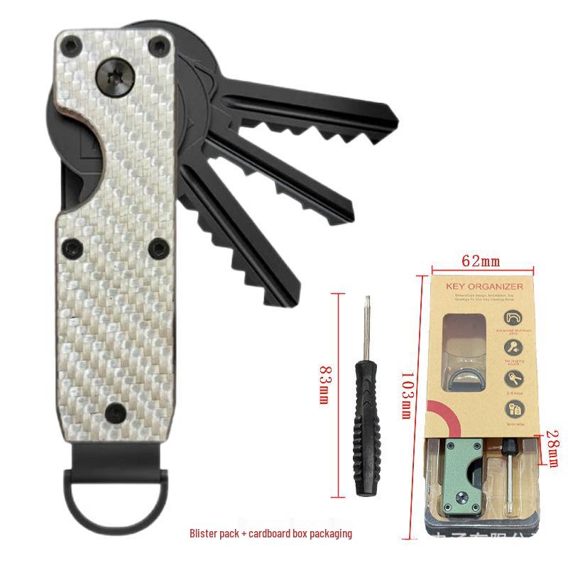 Aluminum Alloy Compact Keychain Organizer - Holds 2-6 Keys, Multifunctional and Portable