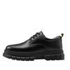 Casual Leather Shoes Autumn New Black Daily Shoes Thick Sole Heightening Small Leather Shoes Pure Black