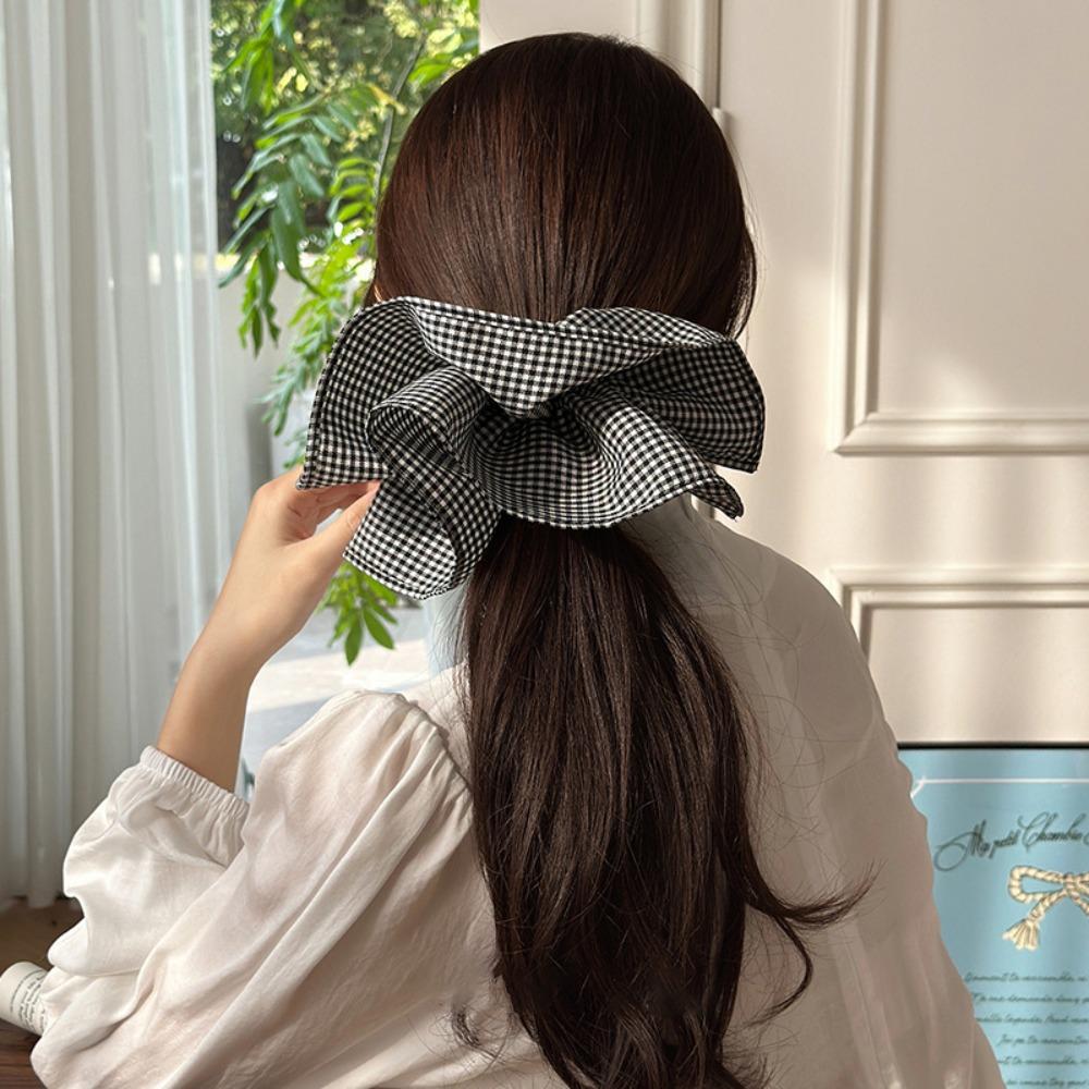 

Bow Checkered Hair Clip Double Layer Women Hair Ropes Elastic British Style Hairpin Hair Accessory Style 6 Hair Clip