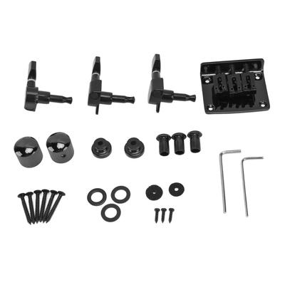 3 stygų gitaros tilto tvirtinimo komplektas, derinimo mechanizmai, valdymo rankenėlės, tvirtinimo detalių rinkinys, gitaros priedai