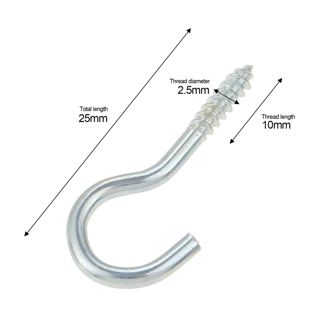 40/100Pcs Cup Screw Ceiling Hook 16mm-30mm Screw-in Metal Hanger Eye Bolt Picture Frame Plant Light Garage RV Outdoor/Indoor