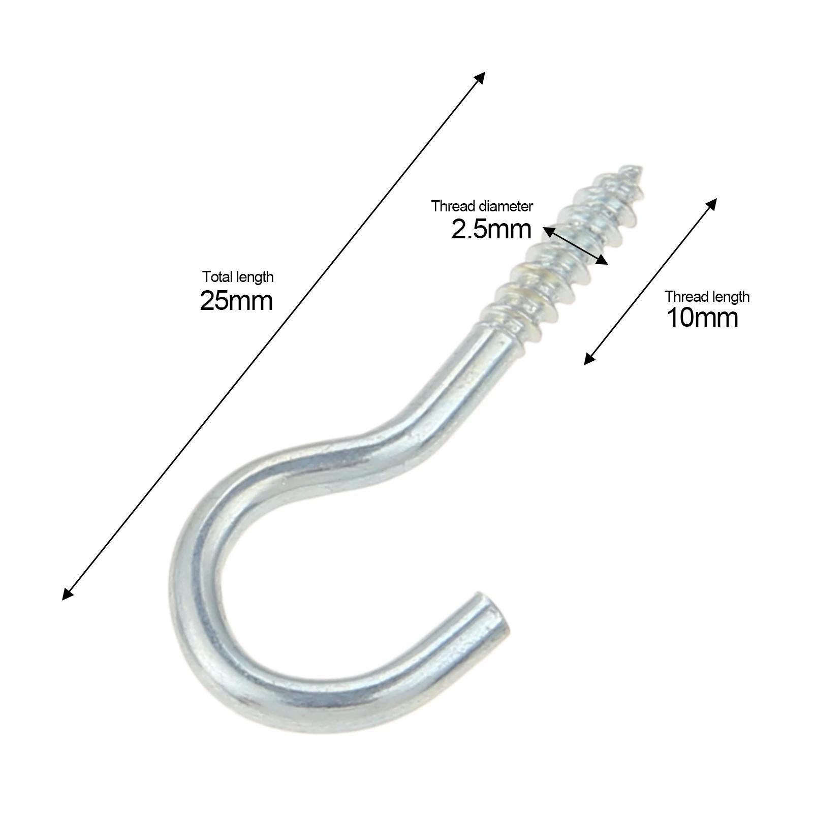 

40/100Pcs Cup Screw Ceiling Hook 16mm-30mm Screw-in Metal Hanger Eye Bolt Picture Frame Plant Light Garage RV Outdoor/Indoor