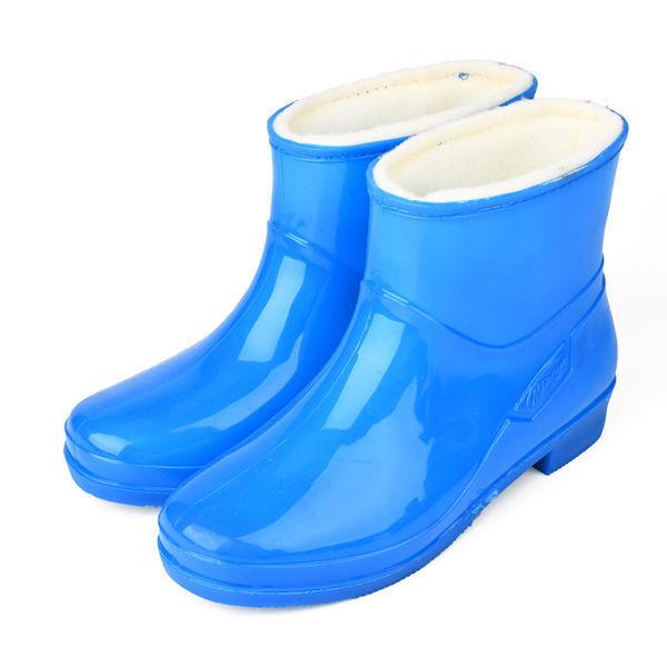 Feerldi Purple Women Waterproof boots Low Heels Colorful Polka Dot Rain boots for women Plush Warm Water Shoes