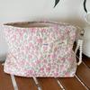 Pink Floral Makeup Bag: Women's Portable, Large Capacity, Small Size Travel Toiletry and Skincare Storage Bag