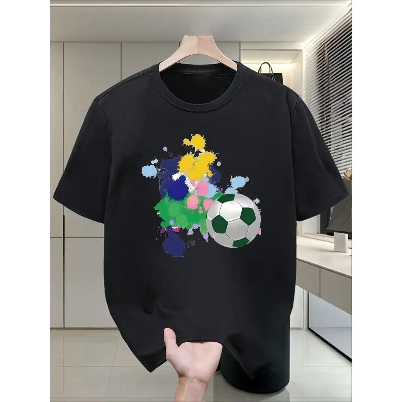 European sizes Men'S 2D Soccer T-Shirt | Retro Print, Casual Fit, Slight Stretch Fabric, Ideal For Sports And Outdoor Activities